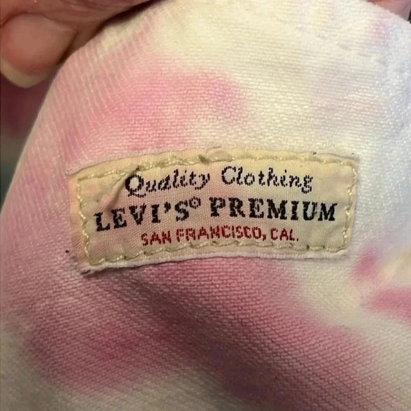 Levi's Tie Dye Denim Trucker Jacket Pink Blue White Cotton Rainbow Tab SmUnisex - Picture 7 of 10
